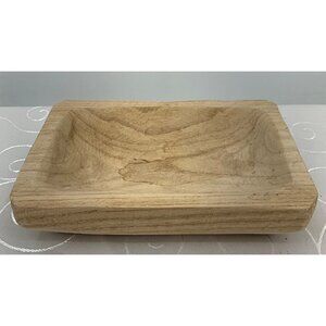 Wooden Rectangular Serving Dough Bowl Tray Natural Wood Finish 7.5" X 5.5"